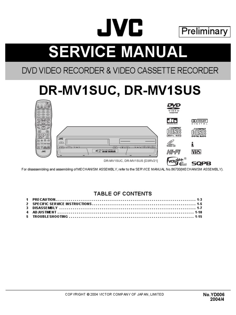 Jvc Dr Mv1s Vcr Dvd Electrical Connector Alternating Current