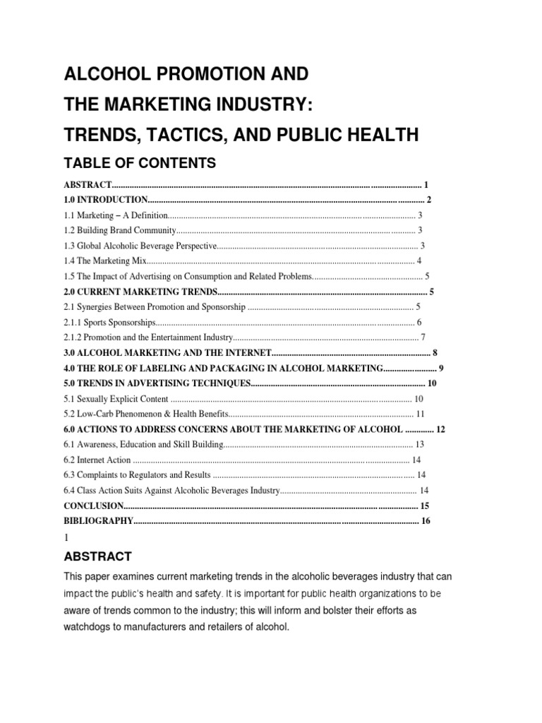 Alcohol Promotion and The Marketing Industry Trends, Tactics, and ...