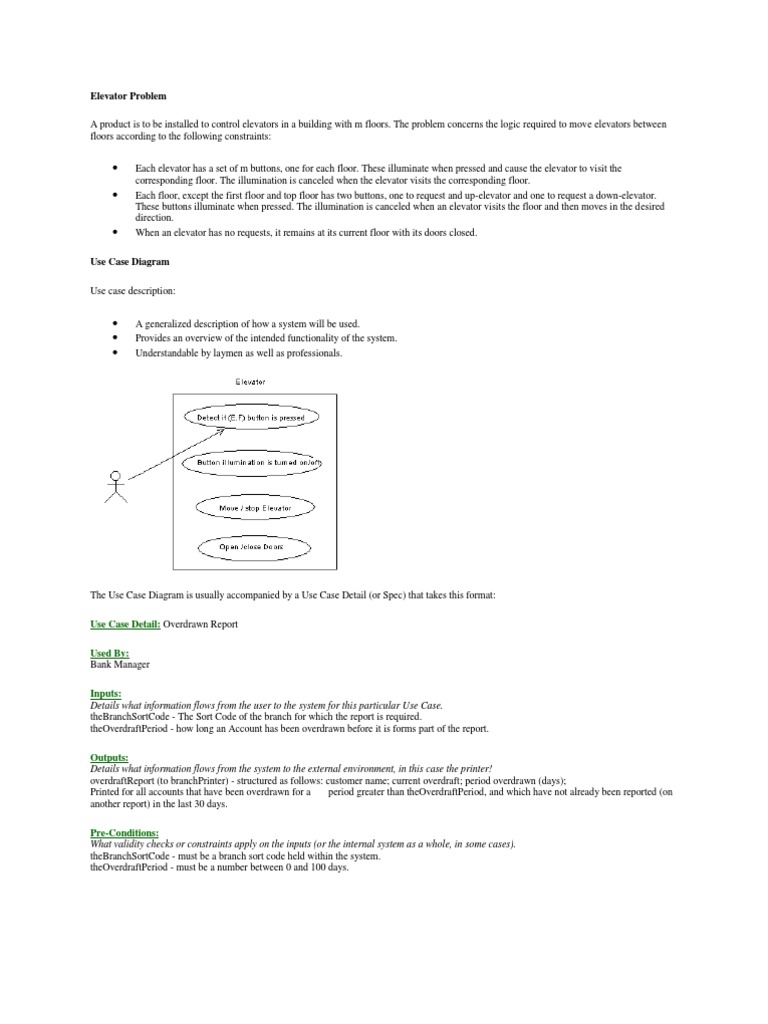 Elevator Problem | PDF | Overdraft | Use Case
