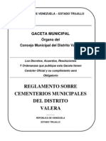 Reglamento Sobre Cementerios Municipales Del Distrito Valera