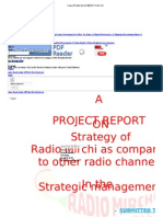 A Project Report ON Strategy of Radio Mirchi As Compared To Other Radio Channels in The Strategic Management