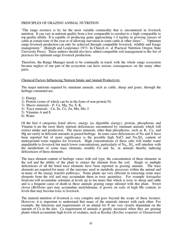 Principles of grazing animal nutrition.pdf | Grazing | Ruminant