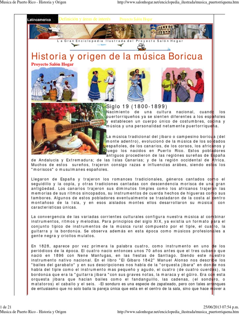 Musica De Puerto Rico Historia Y Origen Pdf Artes Escenicas Entretenimiento General