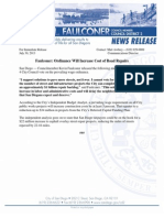 Faulconer: Ordinance Will Increase Cost of Road Repairs: For Immediate Release
