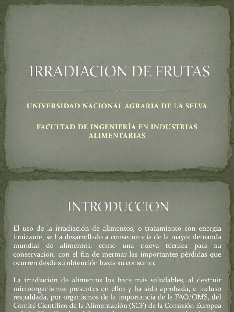 Irradiacion de Frutas | PDF | Radiación | Alimentos