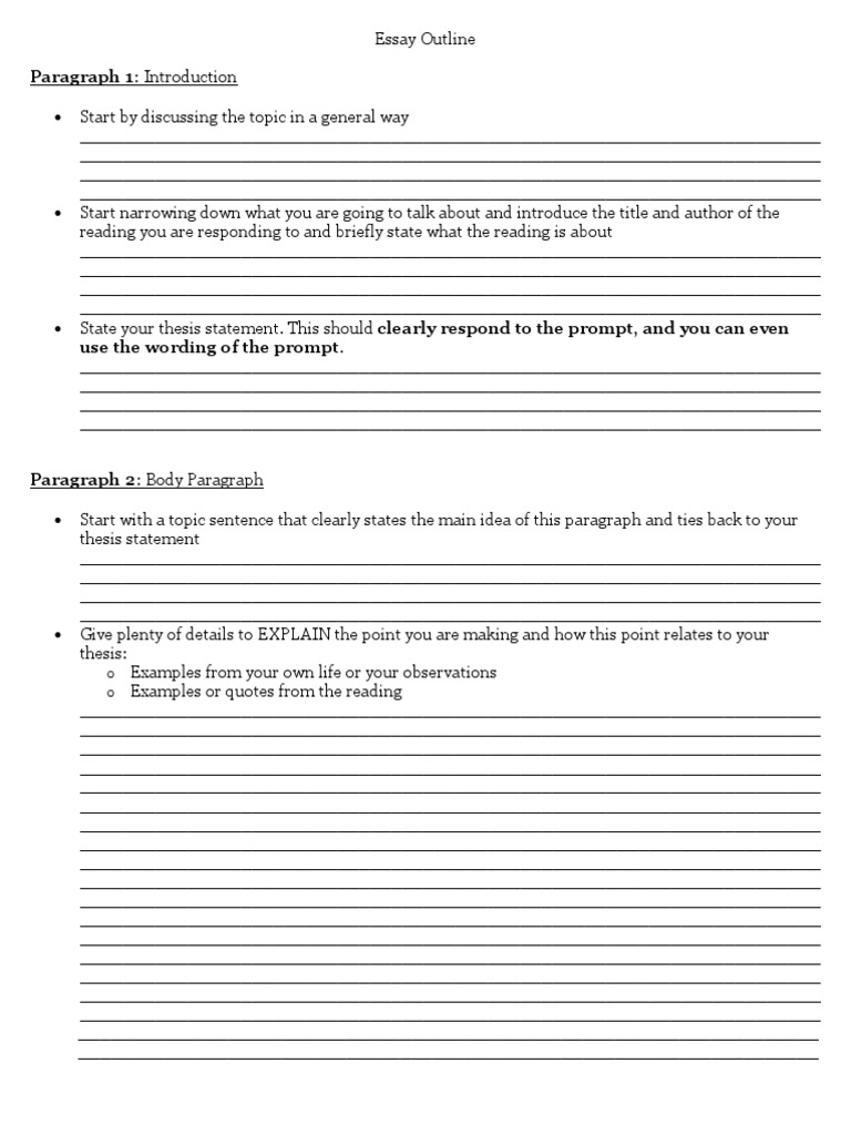 General Outline Eng 101 Essay 1 | PDF