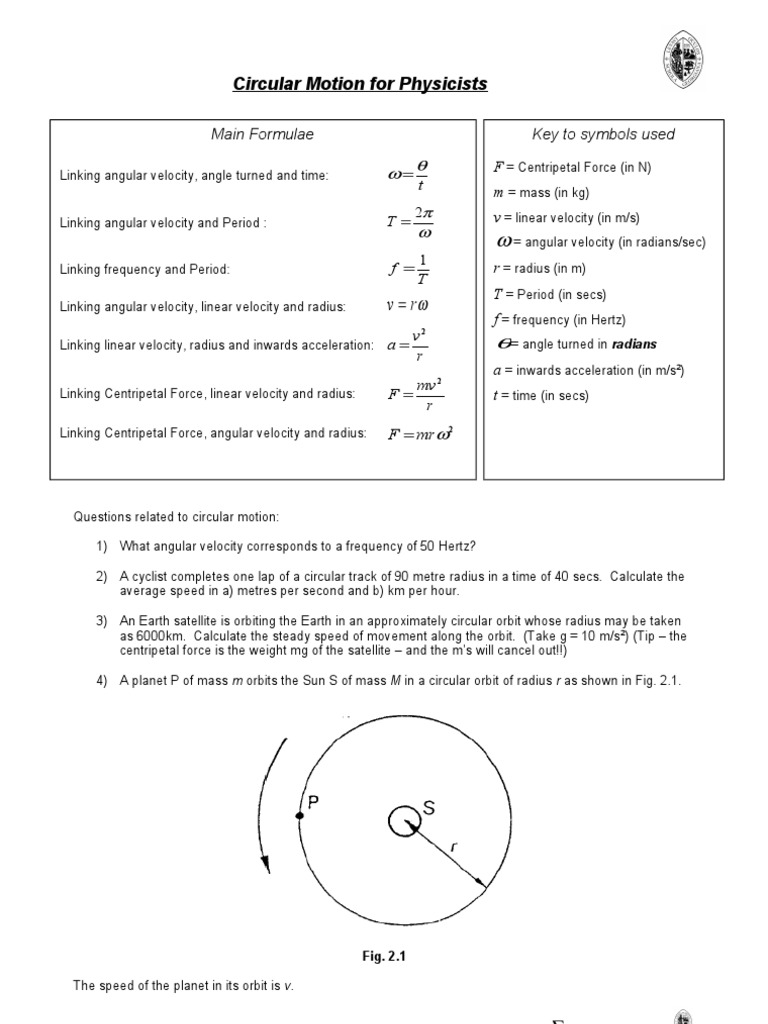 worksheet Mathematics Of Circular Motion Worksheet Answers circular motion velocity force