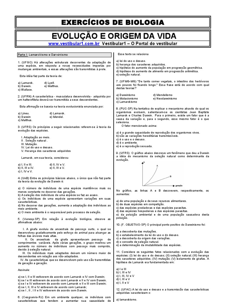 Exercicios Evolução | PDF