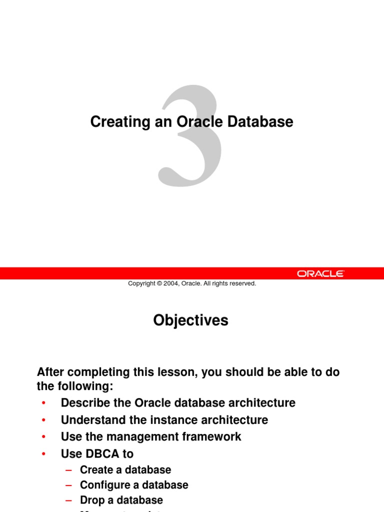 Creating An Oracle Database | PDF