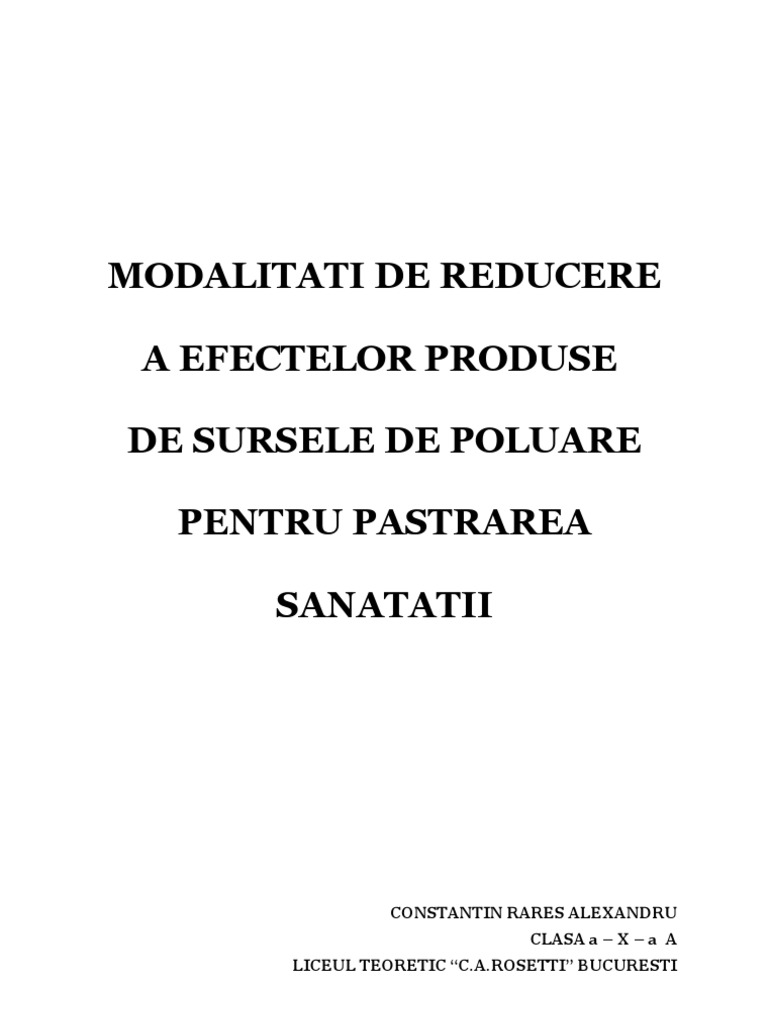 Modalitati de Reducere A Efectelor Produse | PDF