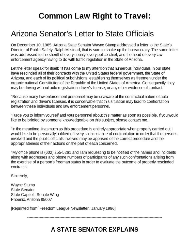 Common Law Right to Travel Citizenship Fourteenth Amendment To The