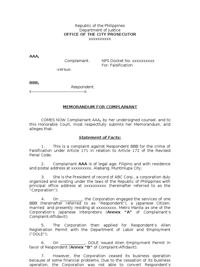 Falsification Case Against Respondent BBB | PDF | Notary Public ...