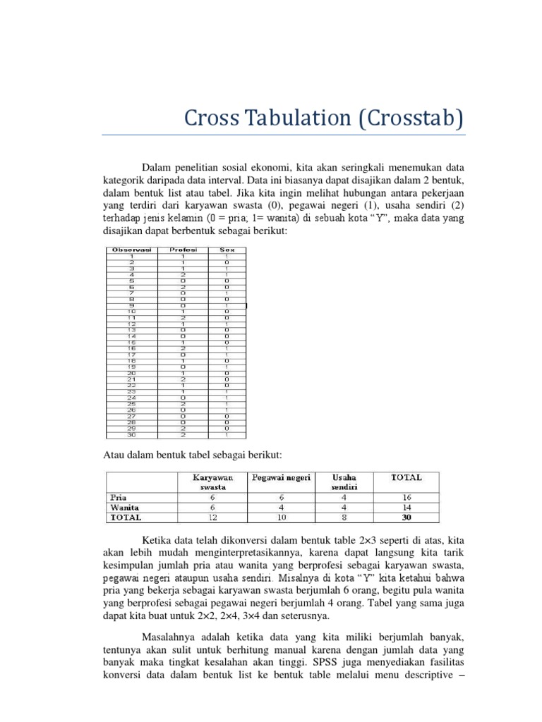 Cross Tabulation | PDF