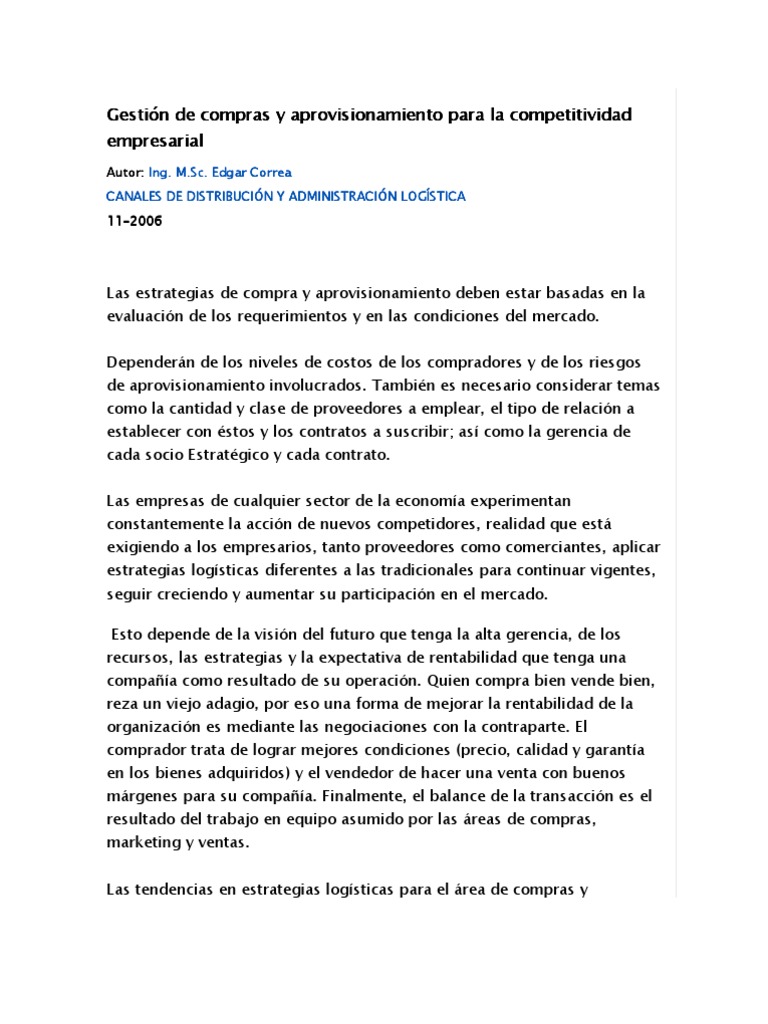 Estrategias de Aprovisionamiento Efectivas | PDF | Obtención ...