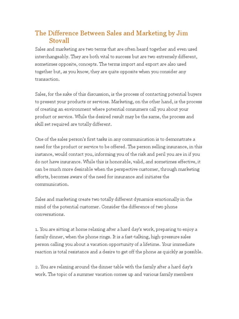Understanding Sales vs. Marketing | PDF | Sales | Strategic Management