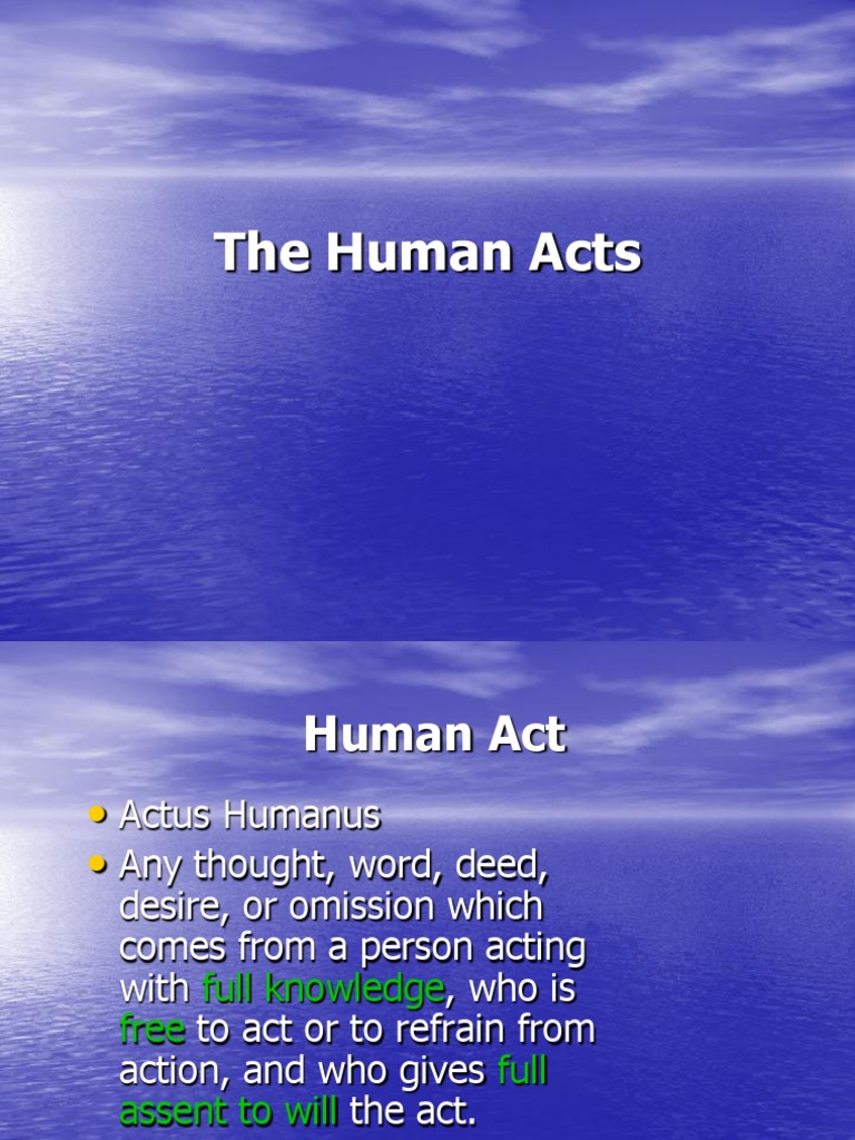 Human Acts (Part 3) PDF Free Will Test (Assessment)