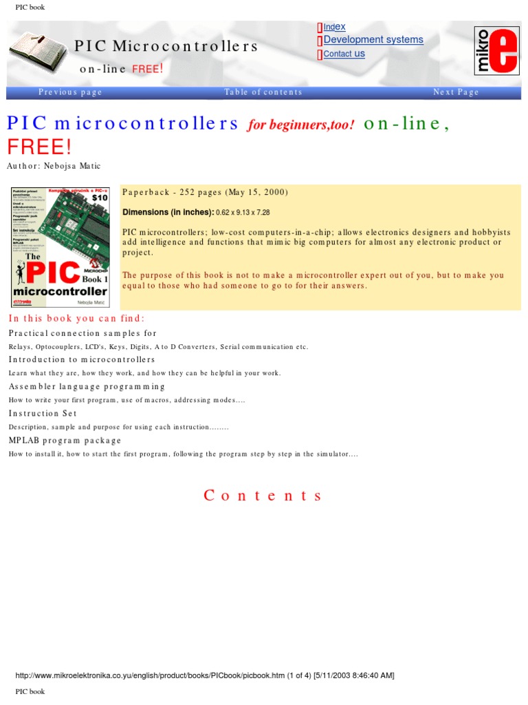 Embedded-Pic Microcontrollers For Beginners Book | PDF | Microprocessor ...