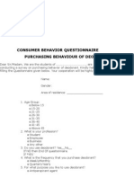 Purchasing Behaviour of Deodorant Consumer Behavior Questionnaire