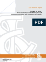 Is Peace A Hostage of The Military Victory? Dilemmas of Reconciliation, Ethnic Cohesion and Peace-Building by Gamini Keerawella.