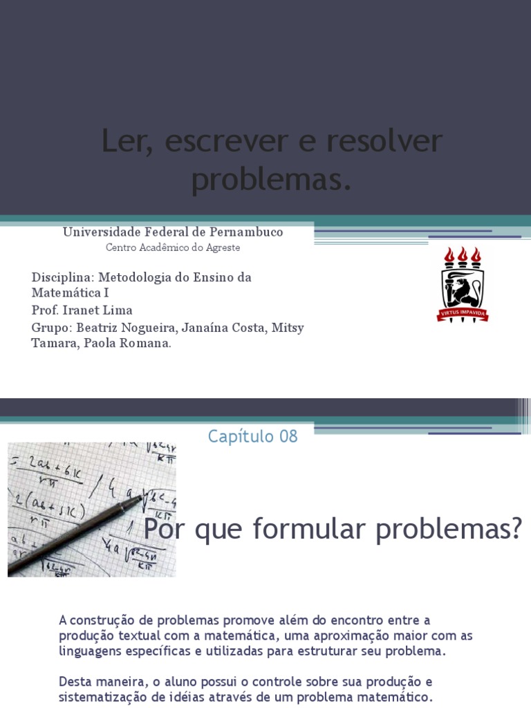 Ler, Escrever e Resolver Problemas. | PDF | Percepção | Ensino de ...