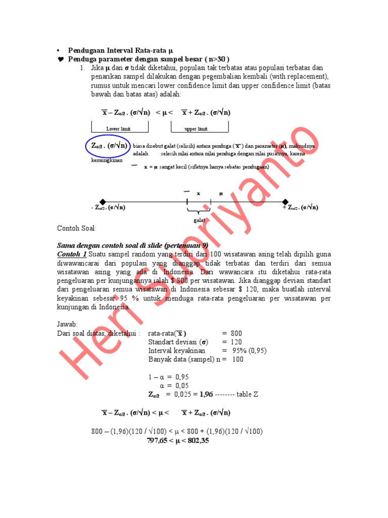 Pendugaan Interval Rata-rata Statistik | PDF