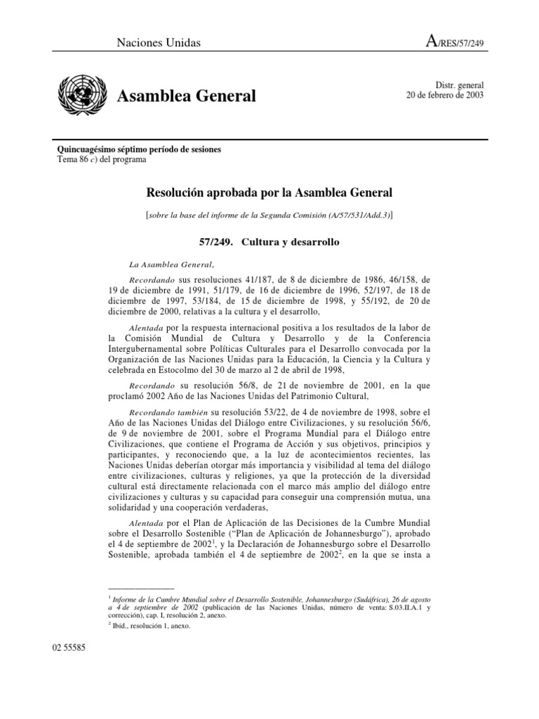 Resolucion Aprobada Por La Asamblea General Naciones Unidas PDF