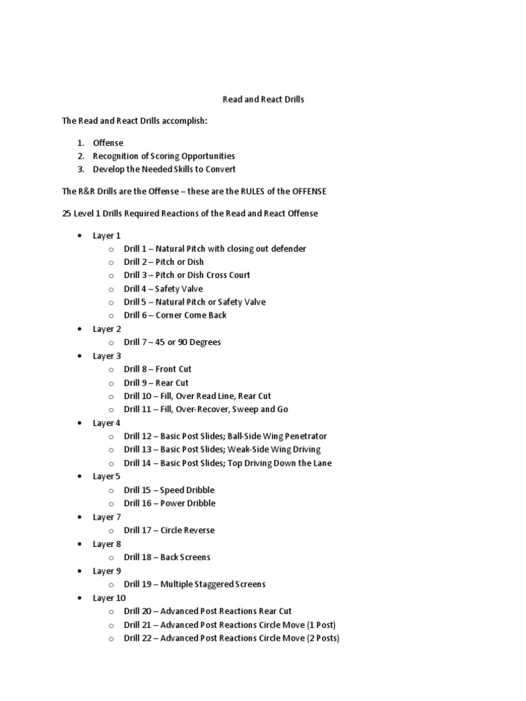 Read and React Drills Download Free PDF Team Sports Ball Games