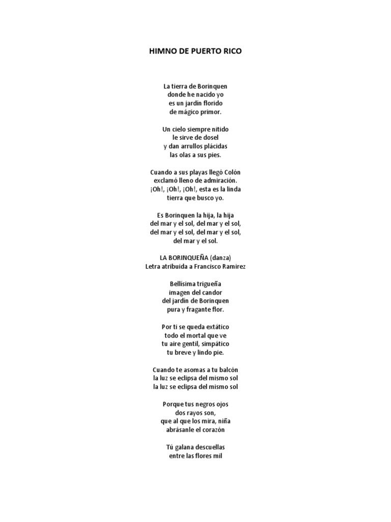 Letra y significado de La Borinqueña | PDF