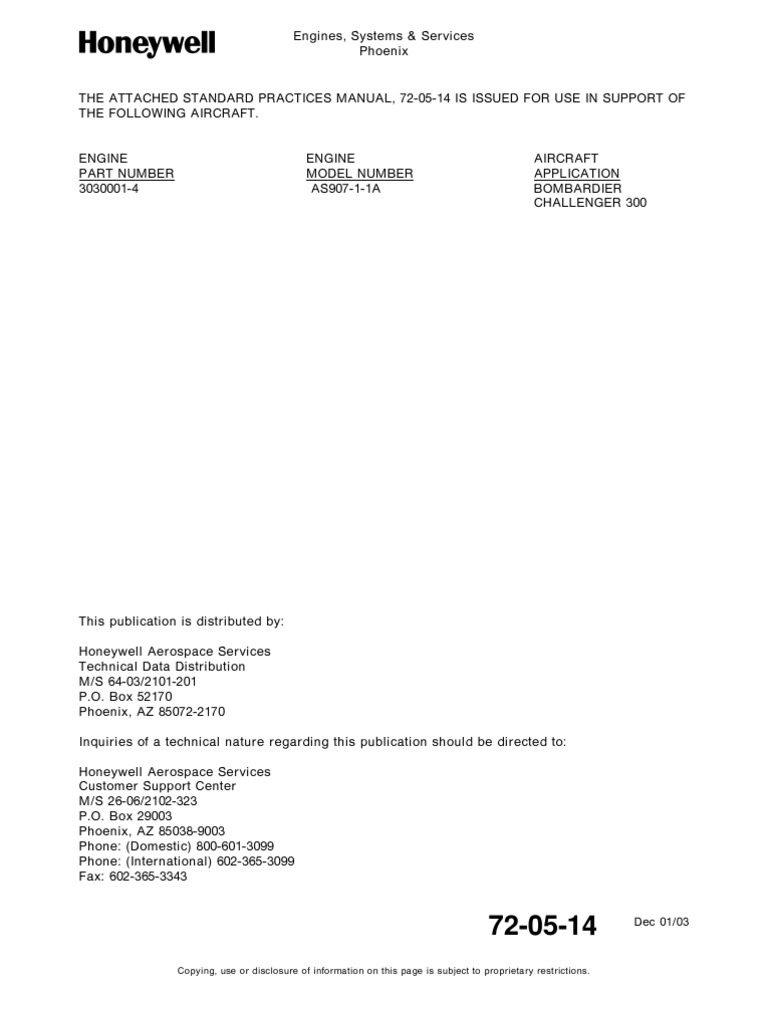 Honeywell AS907 Standart Practices Manual