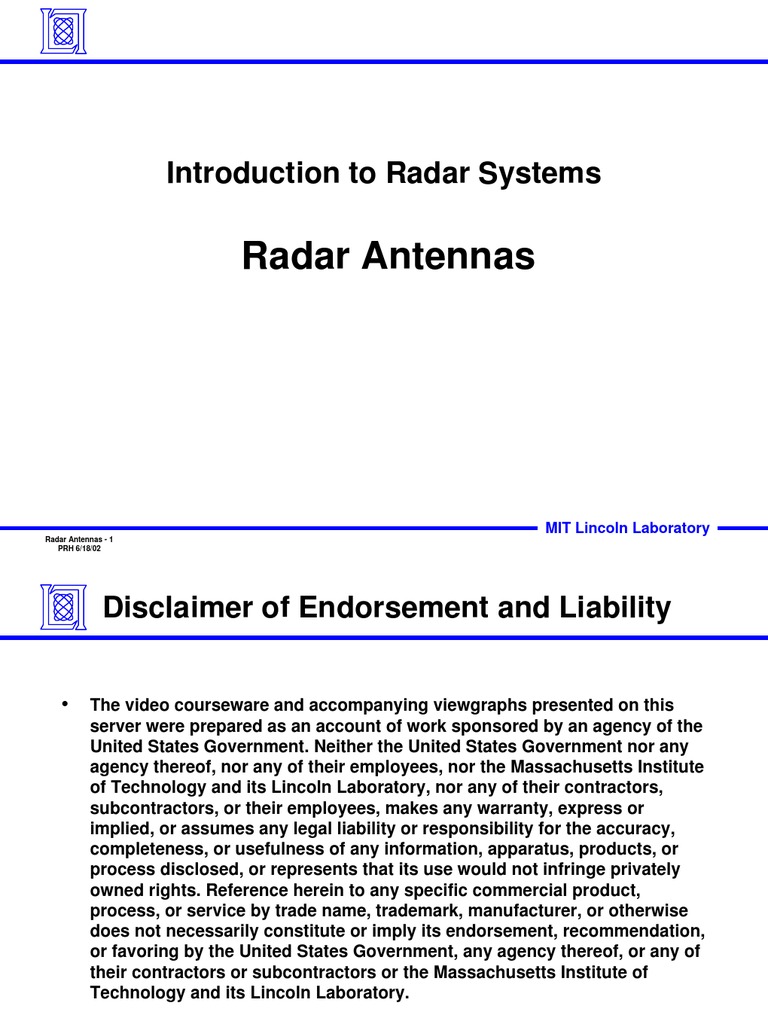 Lecture Antenna (Radio) Radar