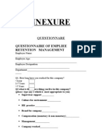 Annexure: Questionnaire of Empliee Retention Management
