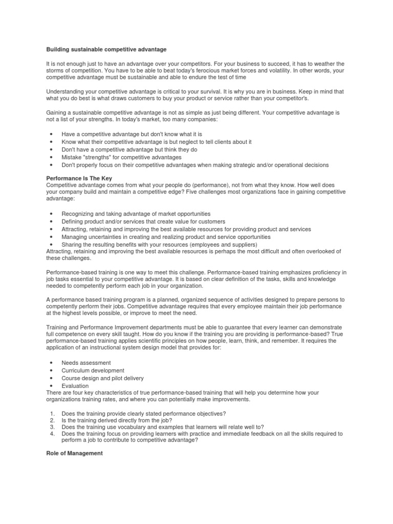 Building Sustainable Competitive Advantage | PDF | Competitive ...