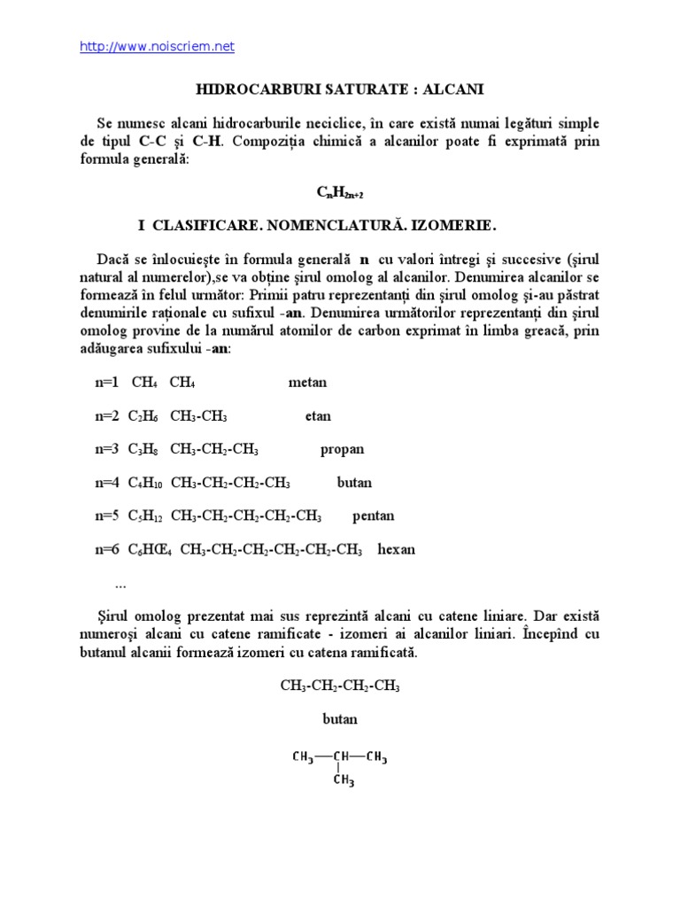 Alcani Hidrocarburi Saturate | PDF