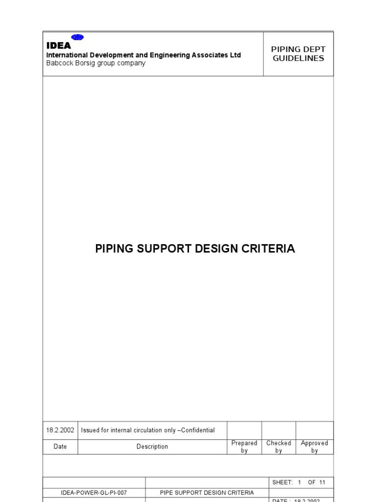 Pipe Supports Design Criteria PDF Pipe (Fluid Conveyance