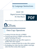 Assembly Language Instructions: ELEC 330 Digital Systems Engineering Dr. Ron Hayne