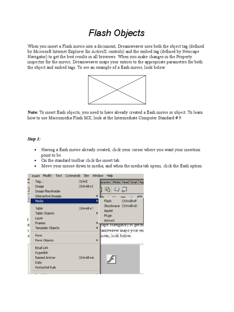 Inserting Flash Objects in Dreamweaver | PDF | Computers | Games ...