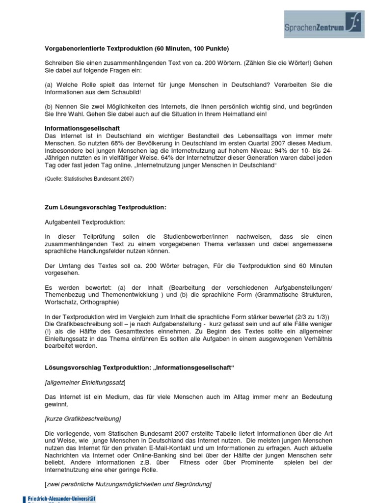 DSH Beispiel Textproduktion Loesungen | PDF