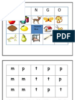 Juego de Bingo para reconocimiento de letras y sonidos iniciales