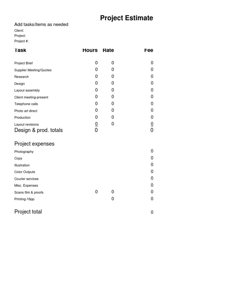Project Hours Estimation Template | PDF