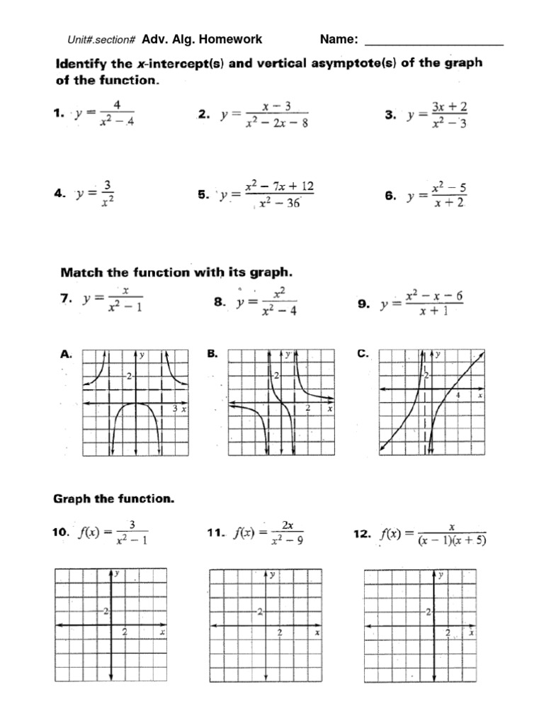 Advanced Algebra Homework Unit & Section | PDF | Analytic Geometry ...