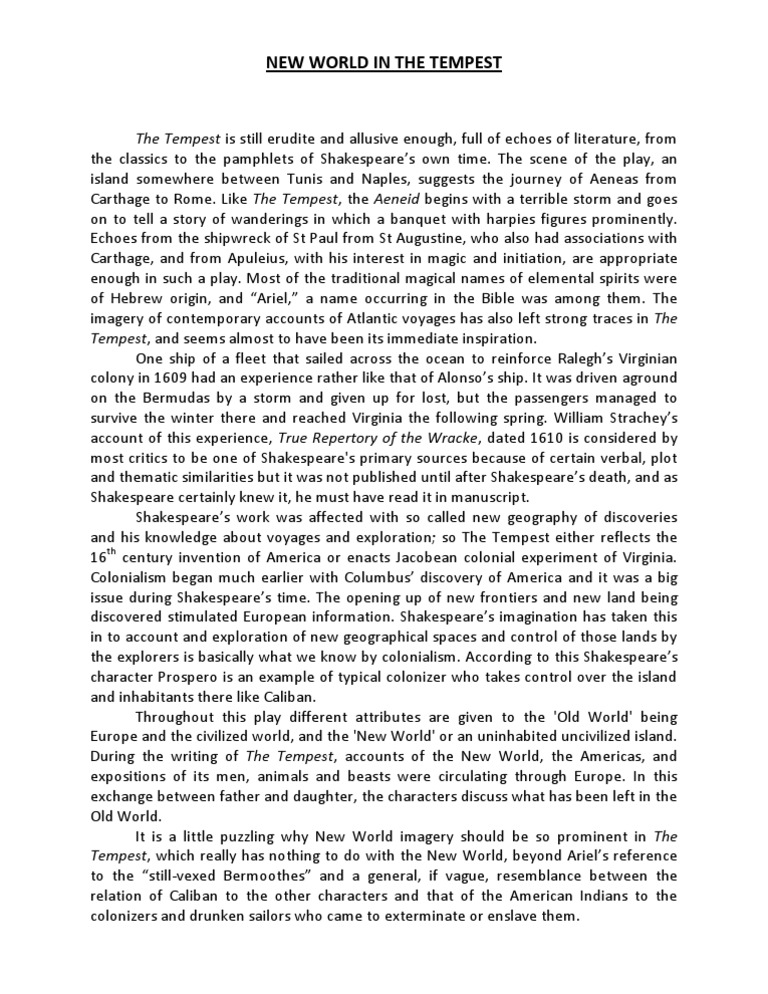 New World Themes in The Tempest | PDF | The Tempest