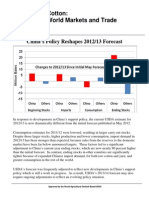 Cotton: World Markets and Trade: China's Policy Reshapes 2012/13 Forecast