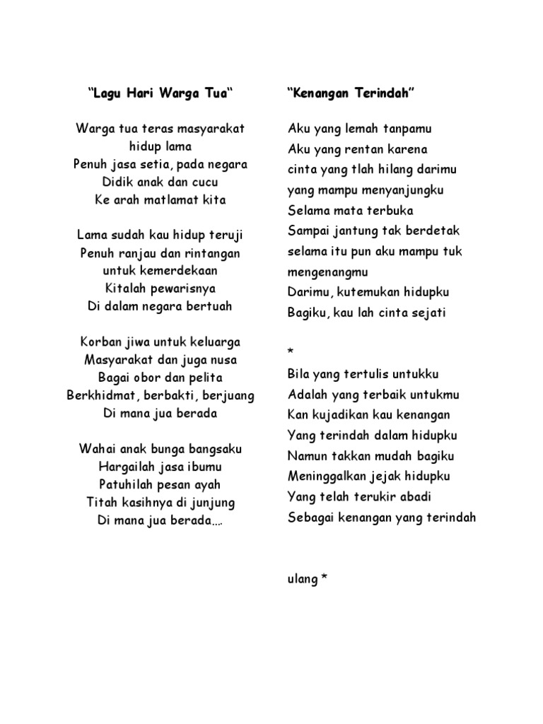 Lagu Hari Warga Tua
