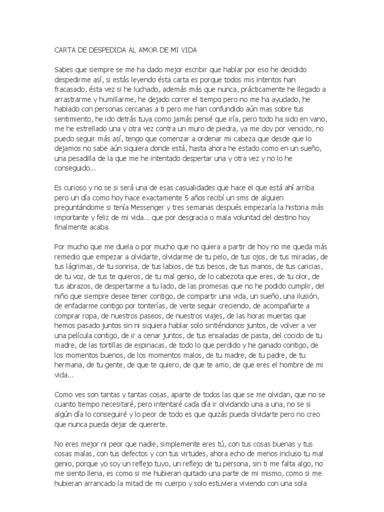 Carta de Despedida Al Amor de Mi Vida  Envidia  Perdón  Prueba