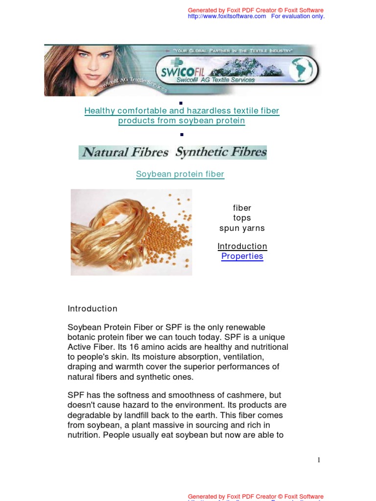 Soybean Protein Fiber PDF PDF Soybean Fibers