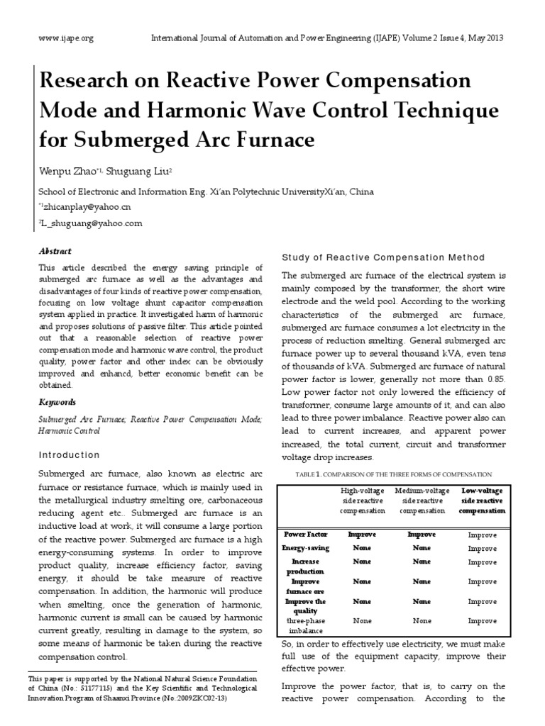Reactive Power Control in Arc Furnaces | PDF | Ac Power | Capacitor