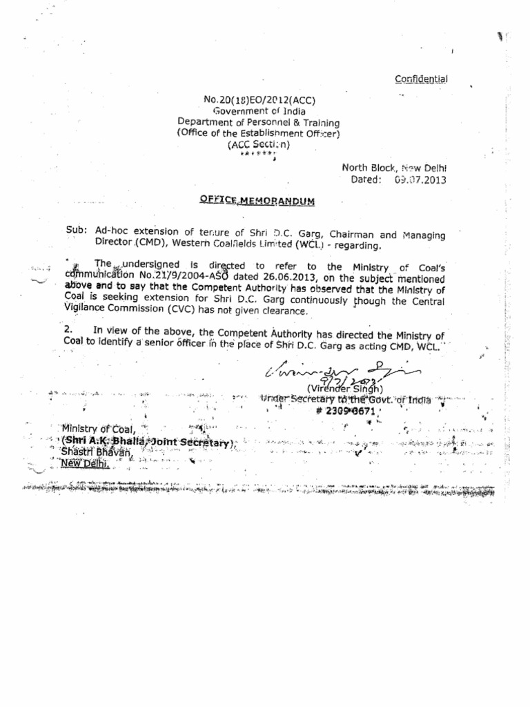 Letter Seeking Appointment of New Director of WCL | PDF