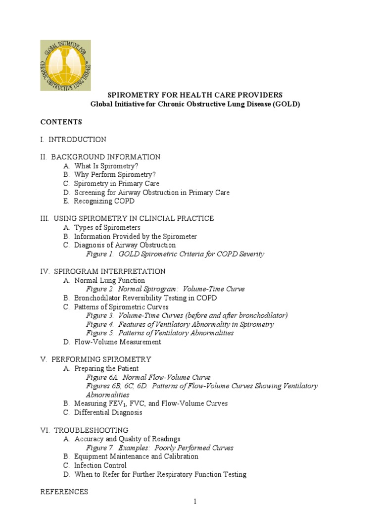 GOLD Spirometry 2010 Chronic Obstructive Pulmonary Disease Asthma