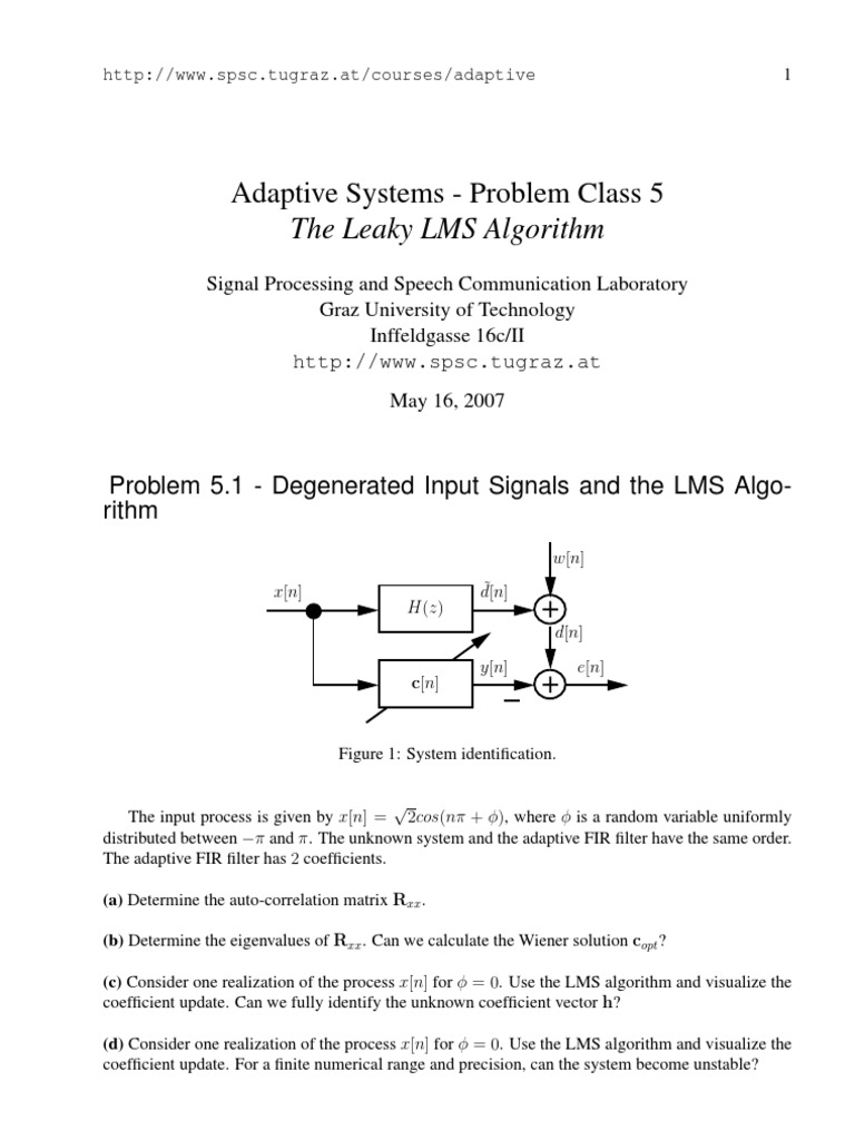 Leaky LMS Algorithm in Adaptive Systems | PDF | Teaching Methods ...