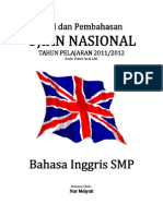 Pembahasan Soal UN Bahasa Inggris SMP 2012 (Paket Soal A86) PDF